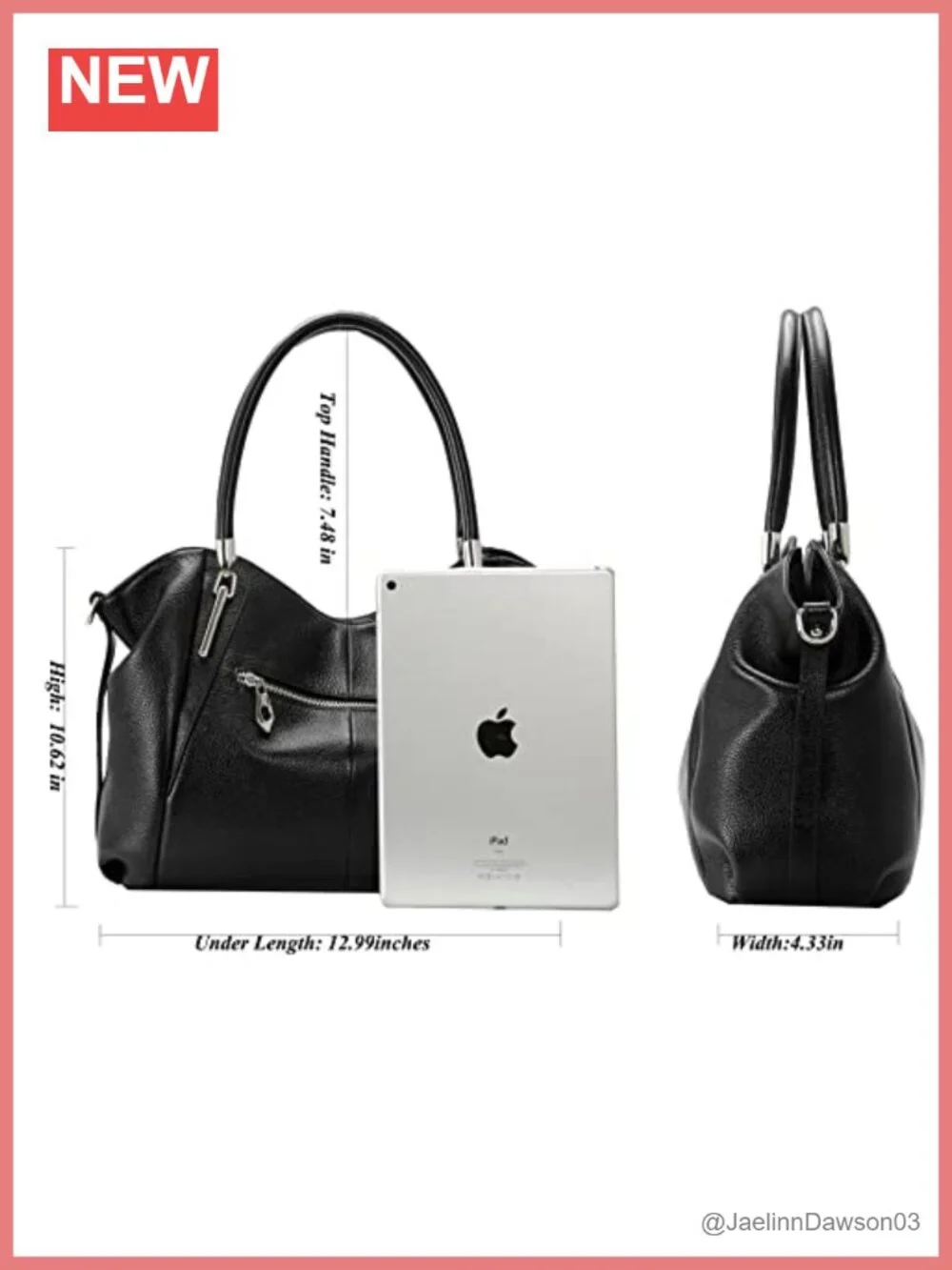 Genuine Leather Satchel Handbag Tote Shoulder Bag Detachable Strap